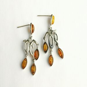 Vintage 1970s Sterling Silver Amber earrings